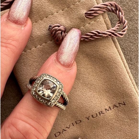 David Yurman Petite Albion Morganite & Diamond Ring, Size 6 - Picture 4 of 12